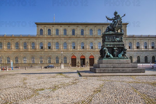 Munich Residence at Max-Josef-Platz with Max-Josef-Monument