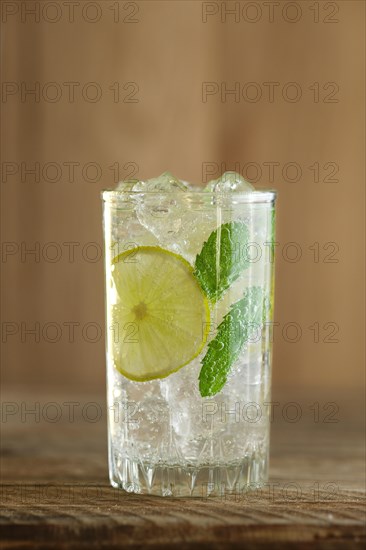 Morning cold lemonade on wooden table