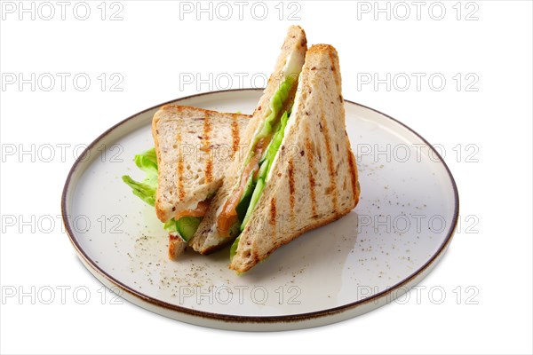 Club sandwich with salmon