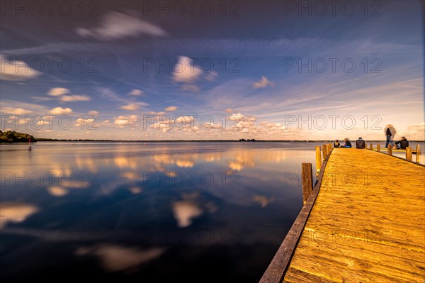 A small jetty at the Steinhuder Meer under blue sky