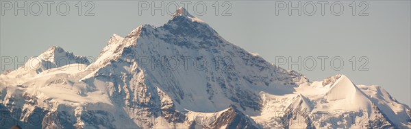 Swiss Alps mountain range seen from Brienz Rothorn. The jungfrau peak in the alps. Brienz