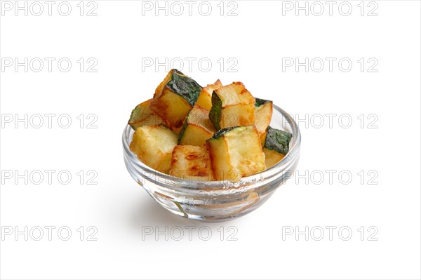 Fried square chips made of zucchini