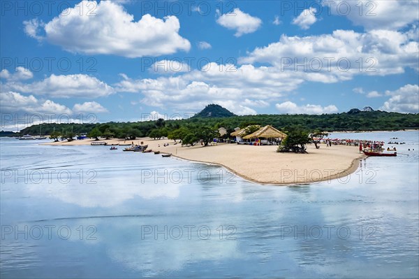 Long sandy beach in Alter do Chao along the amazon river