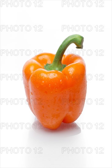 Sweet bell pepper with shadow on white background