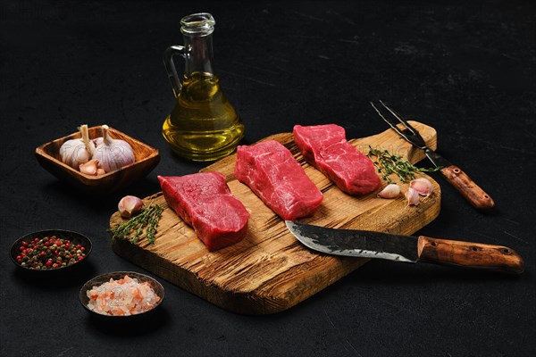 Raw boneless strip steak loin ready for frying