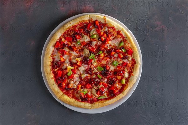 Pizza with colorful bell pepper