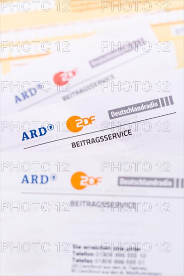 Contribution service of ARD and ZDF Rundfunkgebuehr GEZ with remittance slip in Stuttgart