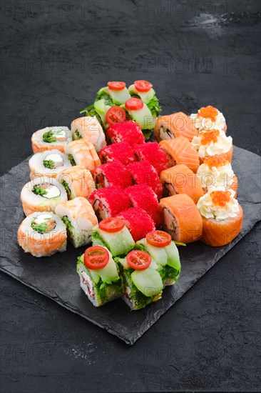 Big set of rolls with shrimp