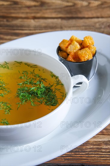 Plate of chicken bouillon