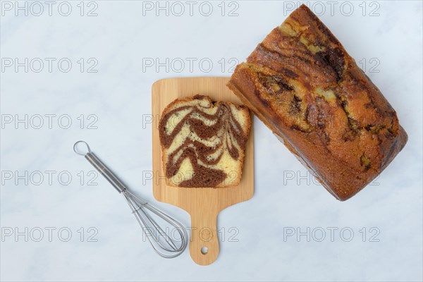 Marble cake on wooden board