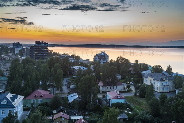 Overlook over Petrozavorsk at sunset