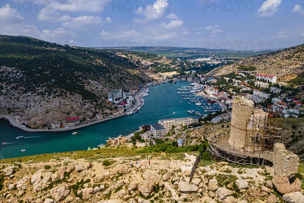 Aerial of the castle and bay of Balaklava