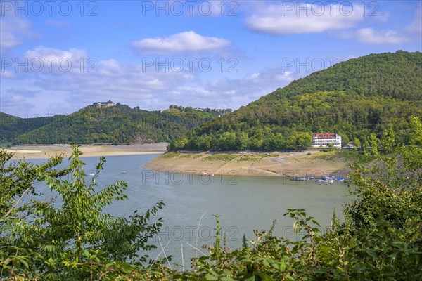 Edersee with Waldeck Castle at low water