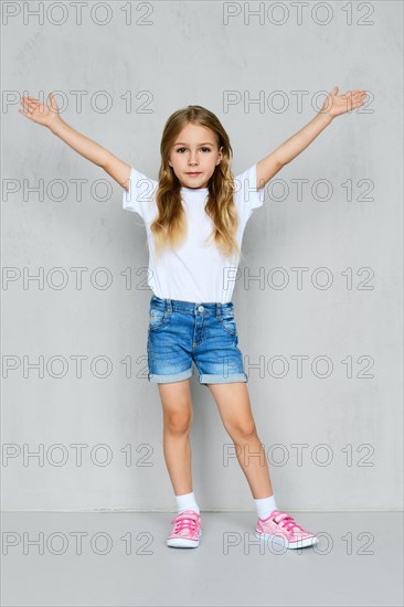 Little girl in white t-shirt