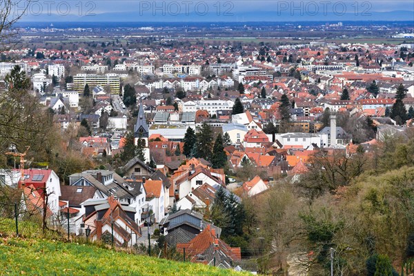 View over Rohrbach residential district of city Heidelberg in Germany