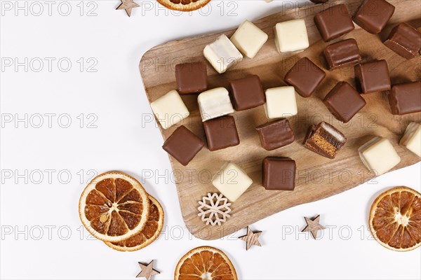 German Christmas candy called 'Dominosteine' consisting of gingerbread