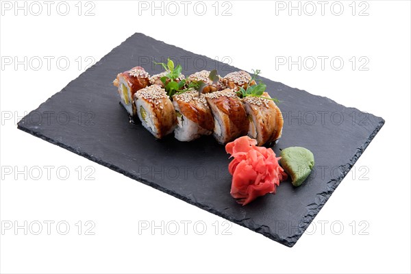 Rolls with eel isolated on white background