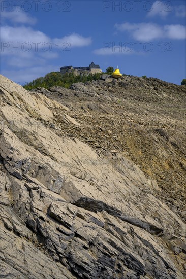 Waldeck Castle at low tide on Lake Edersee