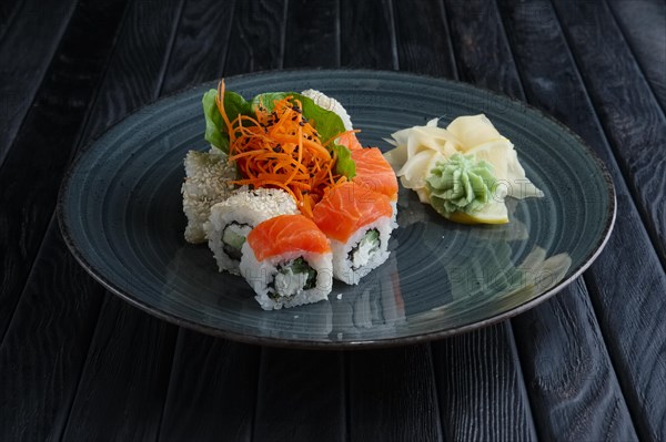 Set of rolls with salmon