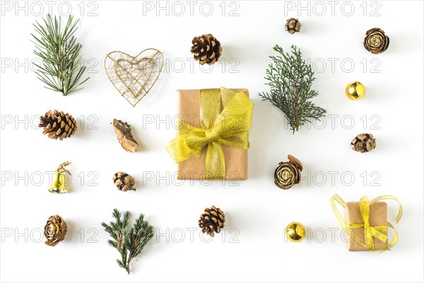 Winter symbols around gift. Resolution and high quality beautiful photo