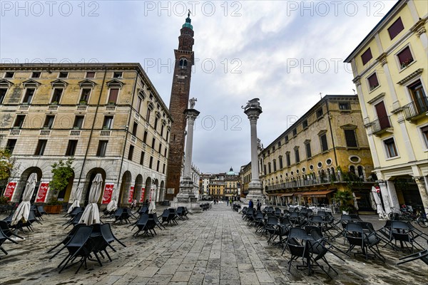 Piazza dei Signori in the historic center in the Unesco world heritage site Vicenza