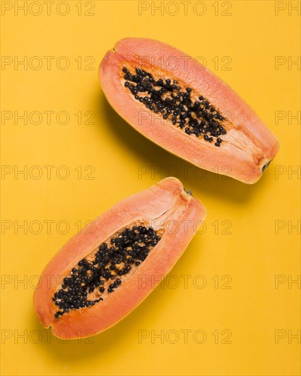 Top view delicious papayas ready be served. Resolution and high quality beautiful photo