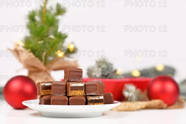 Christmas sweets called 'Dominosteine'. German candy consisting of gingerbread