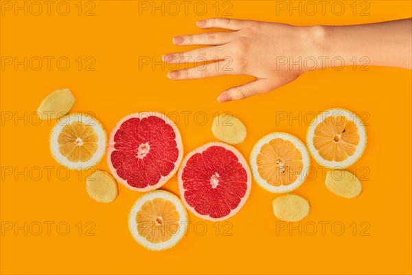 Top view of fresh slices of lemon