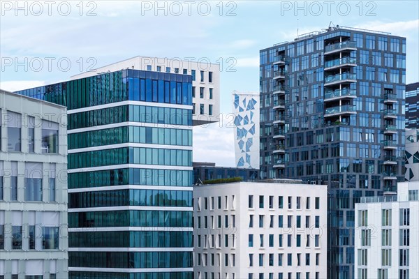 Oslo skyline modern city architecture buildings real estate office building in the Barcode District in Oslo