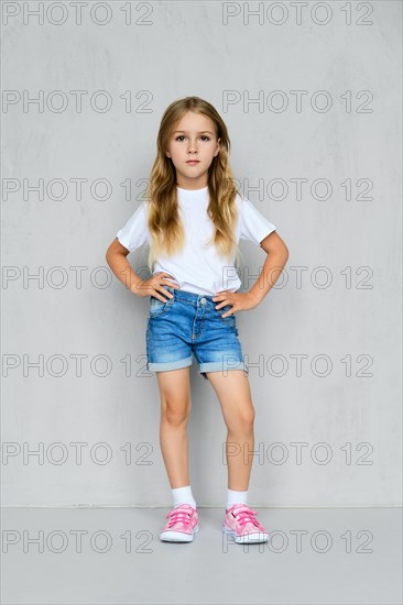 Little girl in white t-shirt