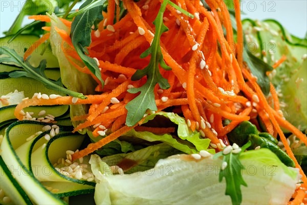 Macro photo of salad with cucumber