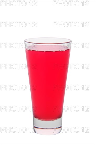 Glass of cranberry juice isolated on white background