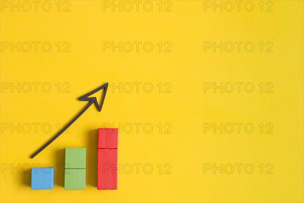 Colourful cubes drawn arrow