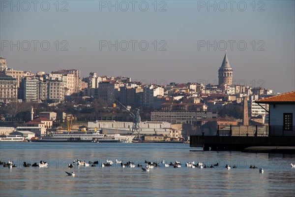 View of the Galata Tower from the Golden Horn of Istanbul