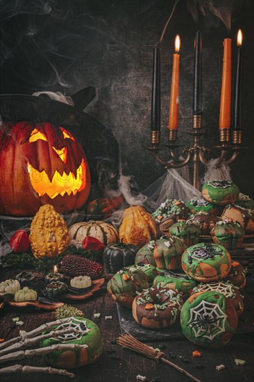 Halloween decoration with donuts
