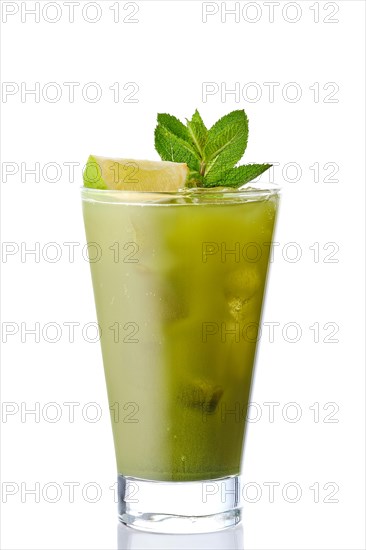 Cold refreshing lemonade with matcha tea