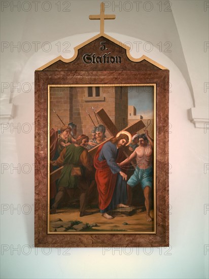 Stations of the Cross by an unknown artist in the ambulatory of the Catholic pilgrimage church of the Holy Trinity in Kappl