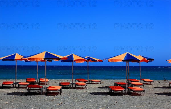 Beach chairs and umbrellas on the beach