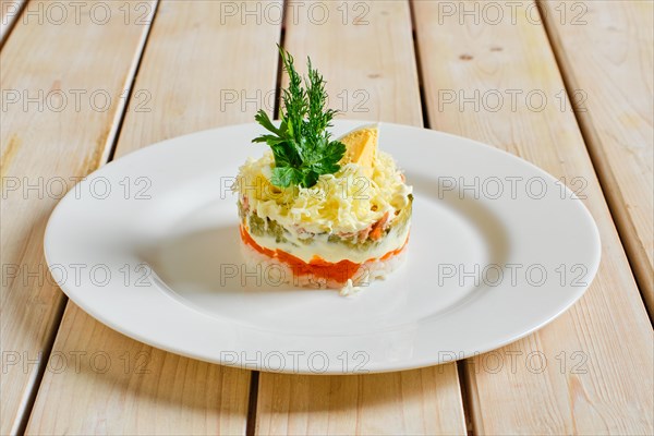 Layered salad with rice