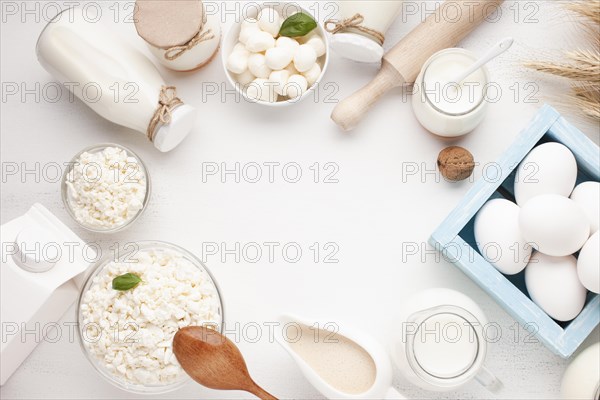 Copy space with delicious dairy products
