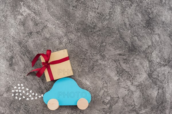 Toy car with gift box. Resolution and high quality beautiful photo