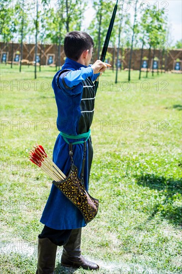 Old style wooden arrows in the case of an archer