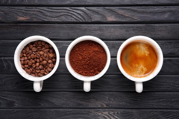 Three stages of coffee