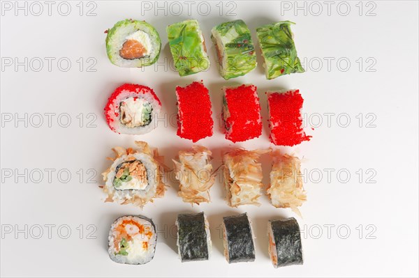 Set of rolls with smoked salmon