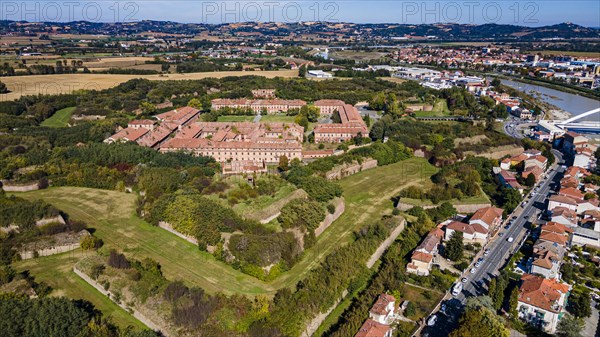 Aerial of the star shaped Citadel of Alessandria