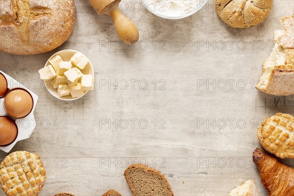 Croissants bread frame with copy space