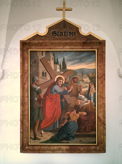 Stations of the Cross by an unknown artist in the ambulatory of the Catholic pilgrimage church of the Holy Trinity in Kappl