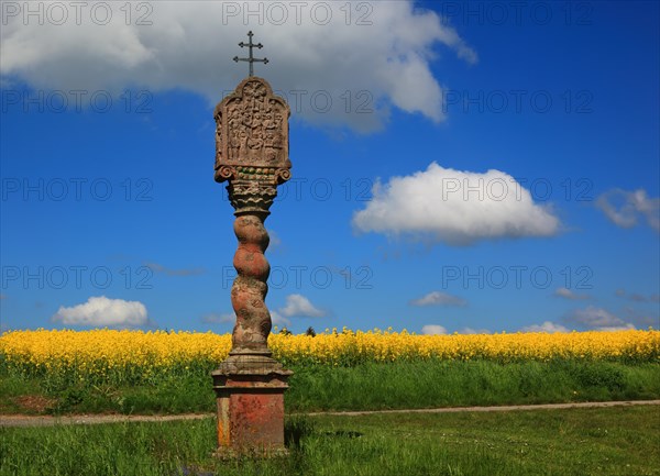 Wayside shrine in the field landscape near Hofbieber in the Rhoen