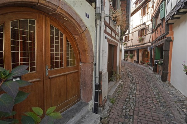 Colourful half-timbered houses in the historic old town of Eguisheim