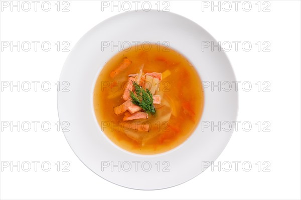 Portion of salmon soup